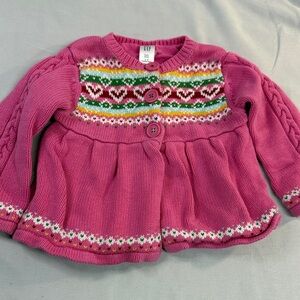 GAP - Pink Knit Long Sleeve Cardigan Sweater